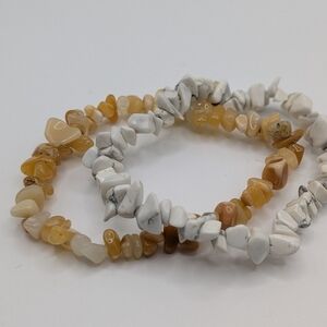 2 Natural Stone Chip Stretch Bracelets